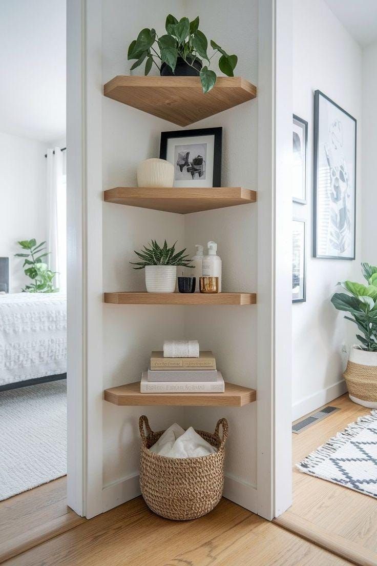 Floating Corner Shelves | Modern Wall Shelf Set
