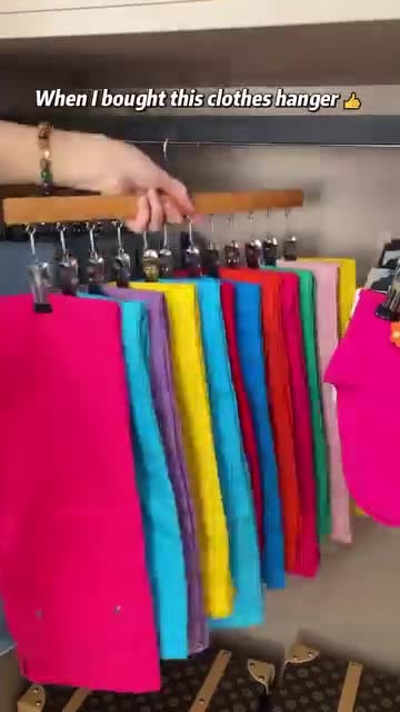 2 Pack Closet Organizer with 10 Clips – Space Saving Hanging Closet Organizer, 360° Rotating Metal Clips with Silicone Lining, Multifunctional Solid Wood Clothes Hanger Hooks for Hats,Socks